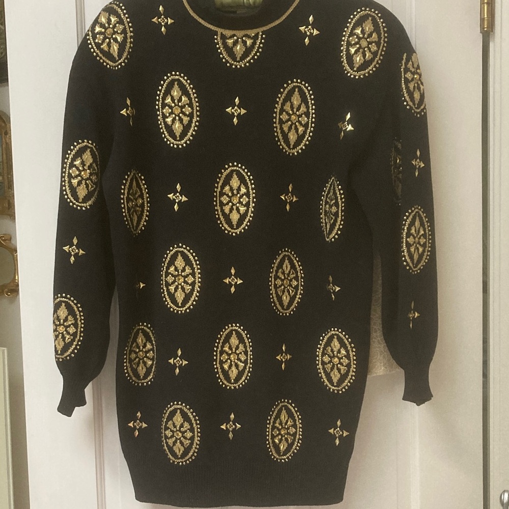 Exquisite St John Sweater with Gold Embellishments